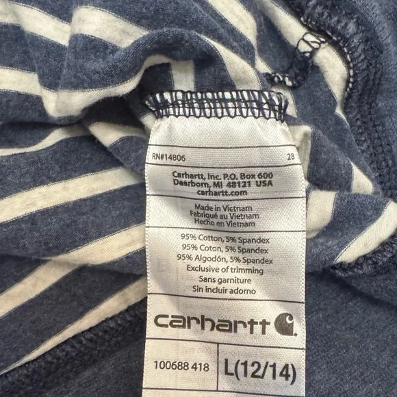 Carhartt Women’s Blue and White Striped Top - Picture 4 of 4